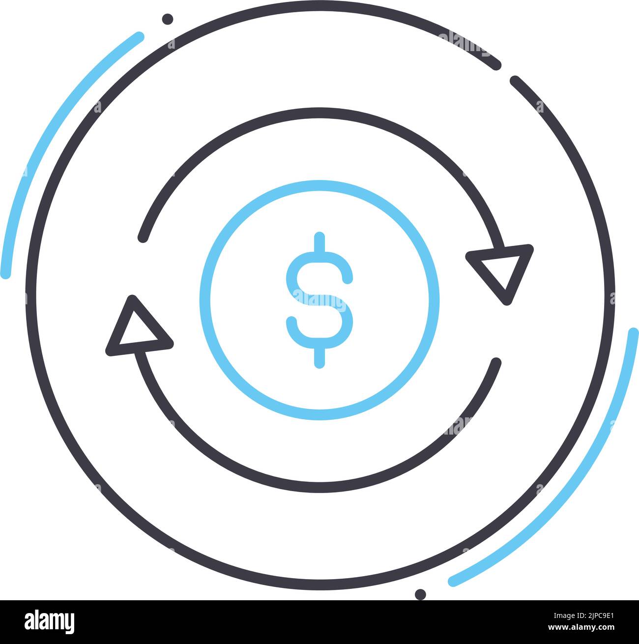icona della linea di ritorno sugli investimenti, simbolo del contorno, illustrazione vettoriale, simbolo del concetto Illustrazione Vettoriale