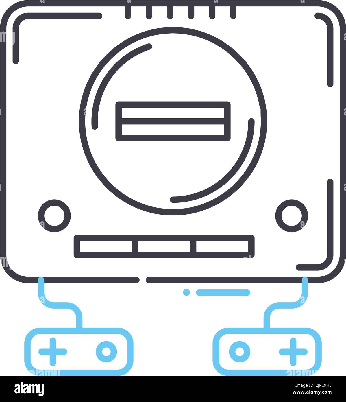 icona della linea della console retrò, simbolo di contorno, illustrazione vettoriale, segnale concettuale Illustrazione Vettoriale