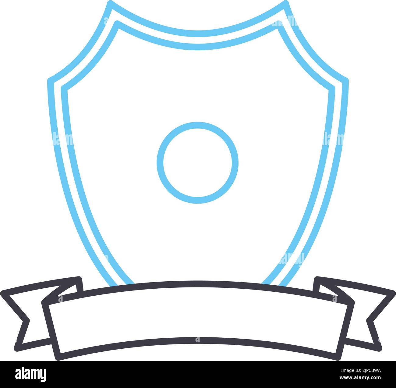 icona della linea di scudo vincitori, simbolo di contorno, illustrazione vettoriale, segnale concettuale Illustrazione Vettoriale