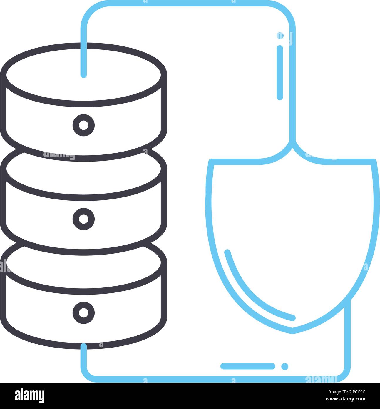 icona della linea di backup protetta, simbolo di contorno, illustrazione vettoriale, simbolo concettuale Illustrazione Vettoriale