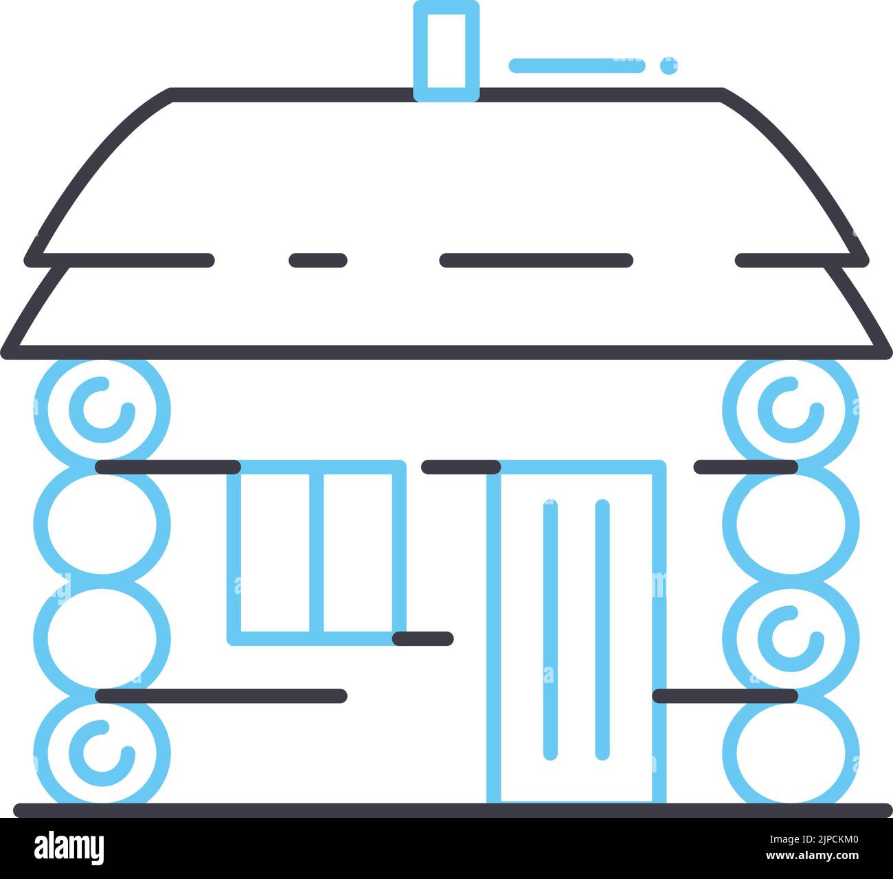 icona della linea di capanna della foresta, simbolo del contorno, illustrazione vettoriale, segnale concettuale Illustrazione Vettoriale