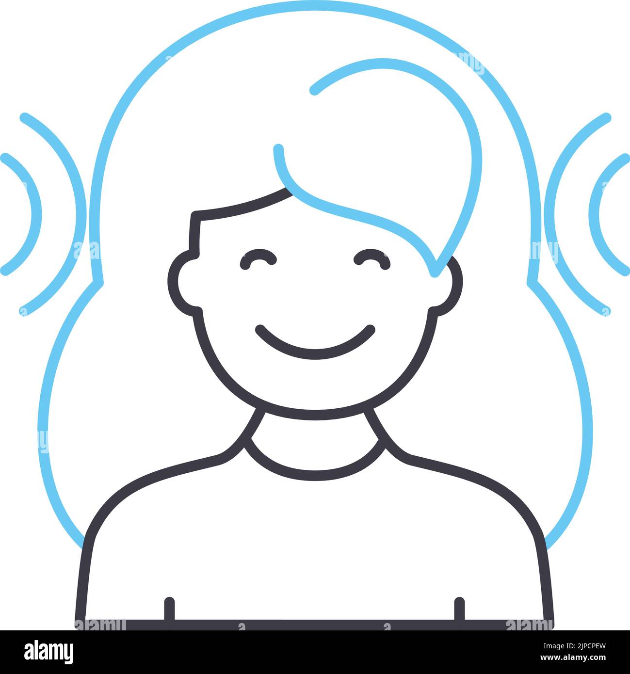 icona della linea di riconoscimento vocale, simbolo di contorno, illustrazione vettoriale, segnale concettuale Illustrazione Vettoriale