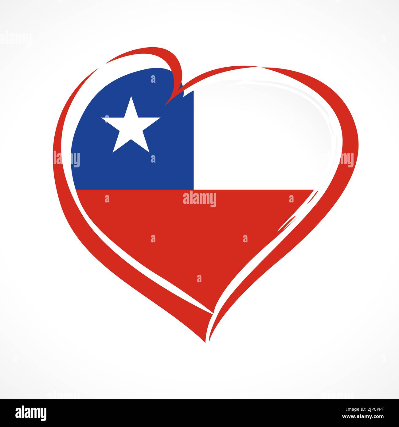 Logo Cilean Independence Day. 18th settembre celebrazione, icona creativa idea. Flag nell'illustrazione del vettore cardiaco. Emblema Love Chile, T-shi Illustrazione Vettoriale