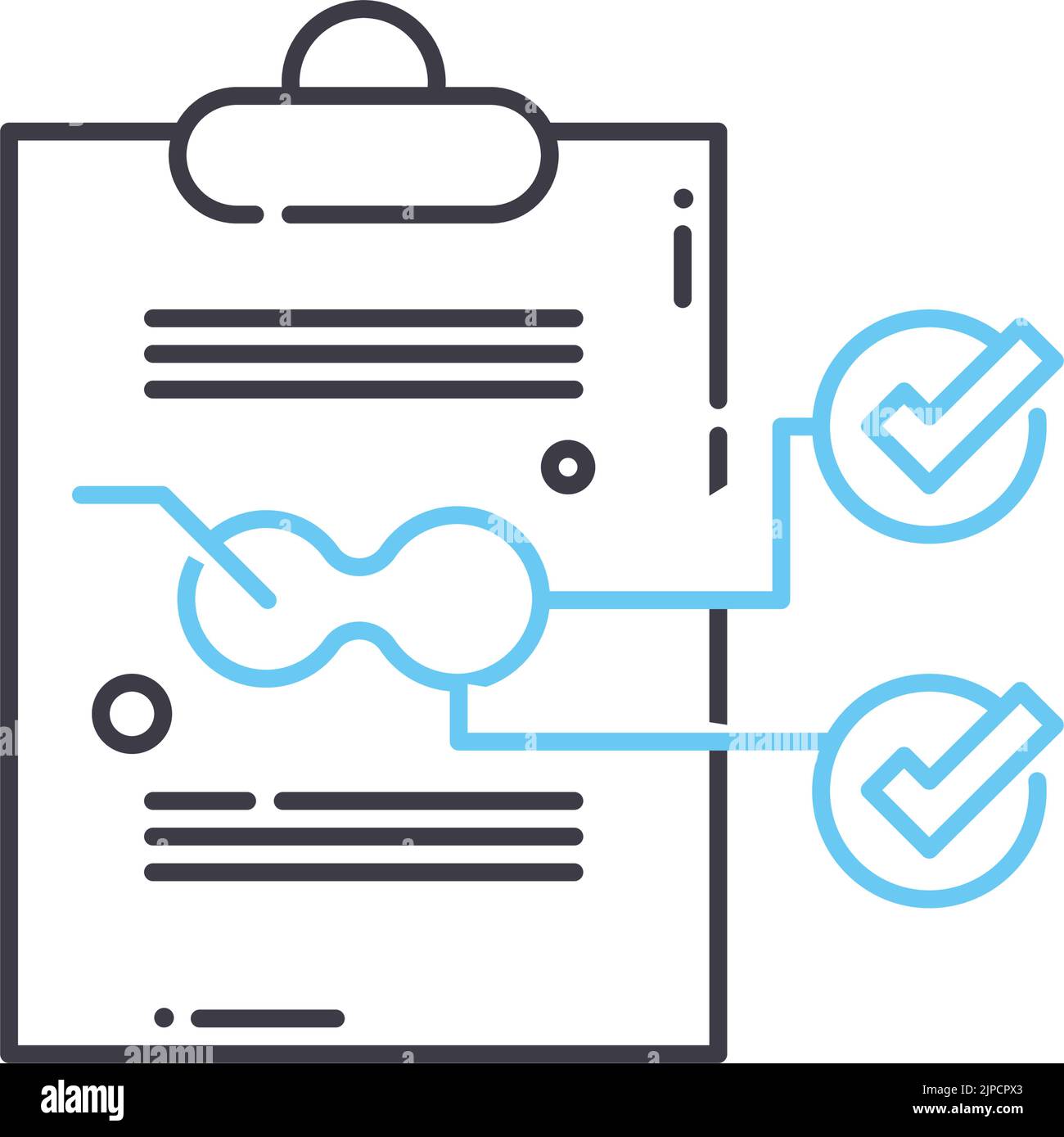 icona della linea di esame delle forme di vita, simbolo del contorno, illustrazione vettoriale, simbolo concettuale Illustrazione Vettoriale