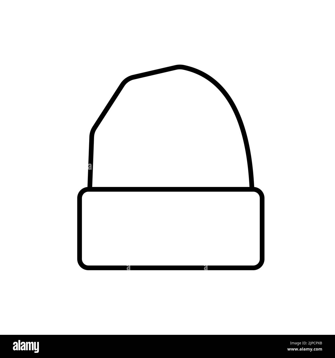 Vettore contorno semplice berretto berretto icona. EPS 10.....Illustrazione di abbigliamento caldo..vestiti invernali segno.cappello femminile su bianco. Utilizzato per negozi, web, sviluppo, ui. Foto Stock