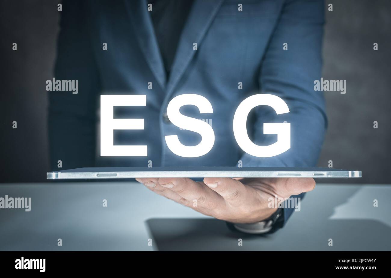 ESG governance sociale ambientale strategia aziendale concetto di investimento. ESG ICON concetto per la governance ambientale, sociale in sostenibile ed etica Foto Stock