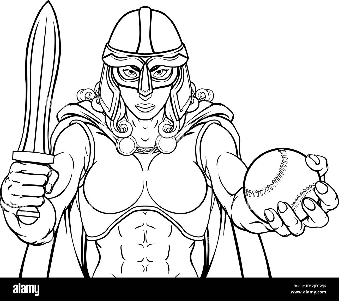 Viking Trojan Celtic cavaliere guerriero di Baseball Donna Illustrazione Vettoriale
