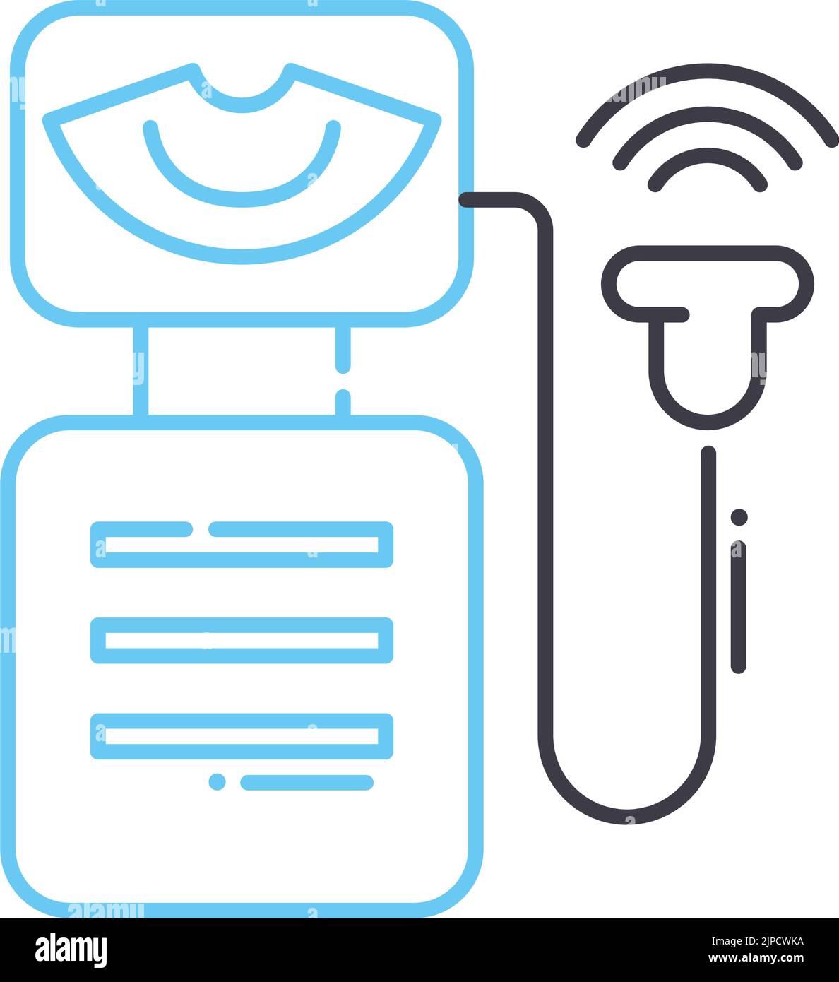 icona della linea del sonogramma, simbolo di contorno, illustrazione vettoriale, simbolo concettuale Illustrazione Vettoriale