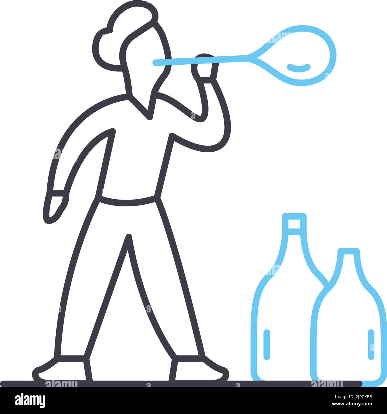 icona della linea di soffiatura del vetro, simbolo del contorno, illustrazione vettoriale, segnale concettuale Illustrazione Vettoriale