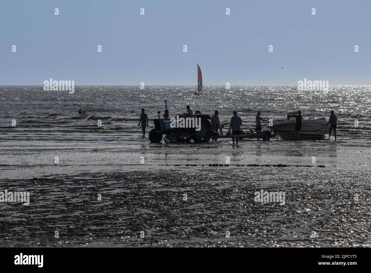 Ault Onival, le phare, la plage, Foto Stock