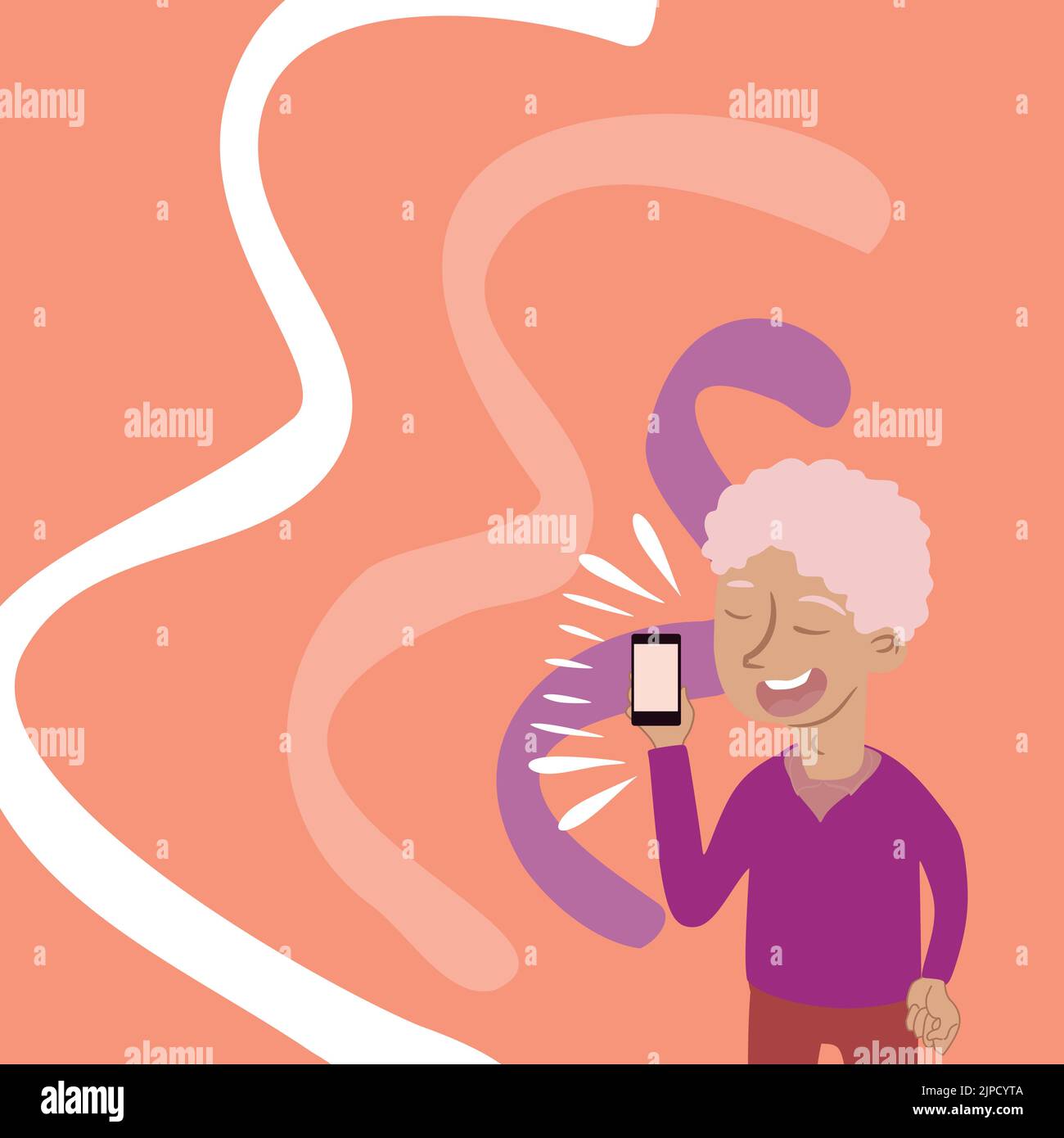 Uomini d'affari che parlano sui telefoni cellulari e presentano idee importanti. Illustrazione Vettoriale