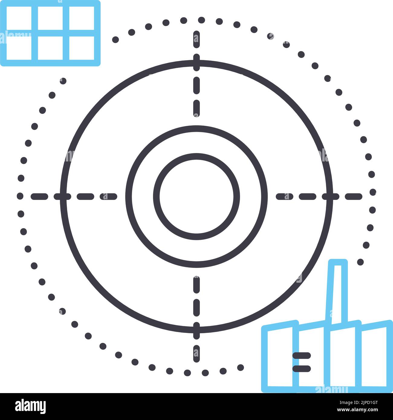 icona della linea della tecnologia smart grid, simbolo di contorno, illustrazione vettoriale, segnale concettuale Illustrazione Vettoriale