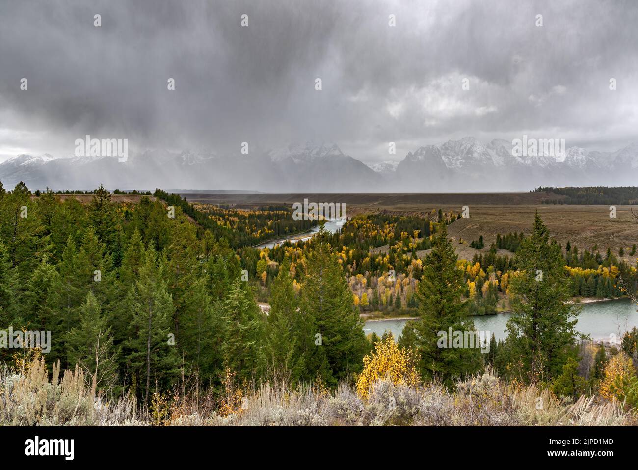 Vista panoramica del Grand Teton National Park Foto Stock