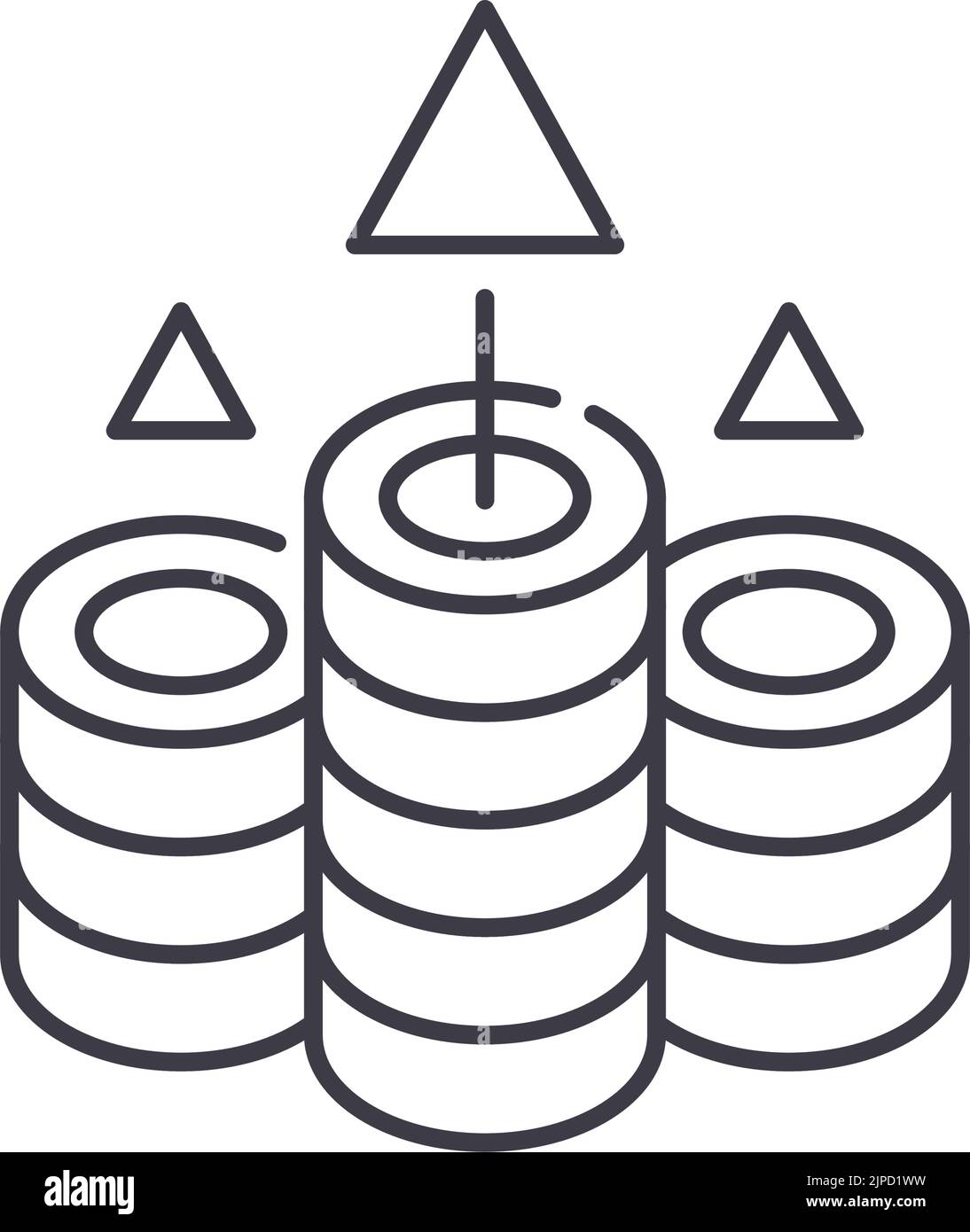 icona della linea di accumulo ricchezza, simbolo di contorno, illustrazione vettoriale, segnale concettuale Illustrazione Vettoriale