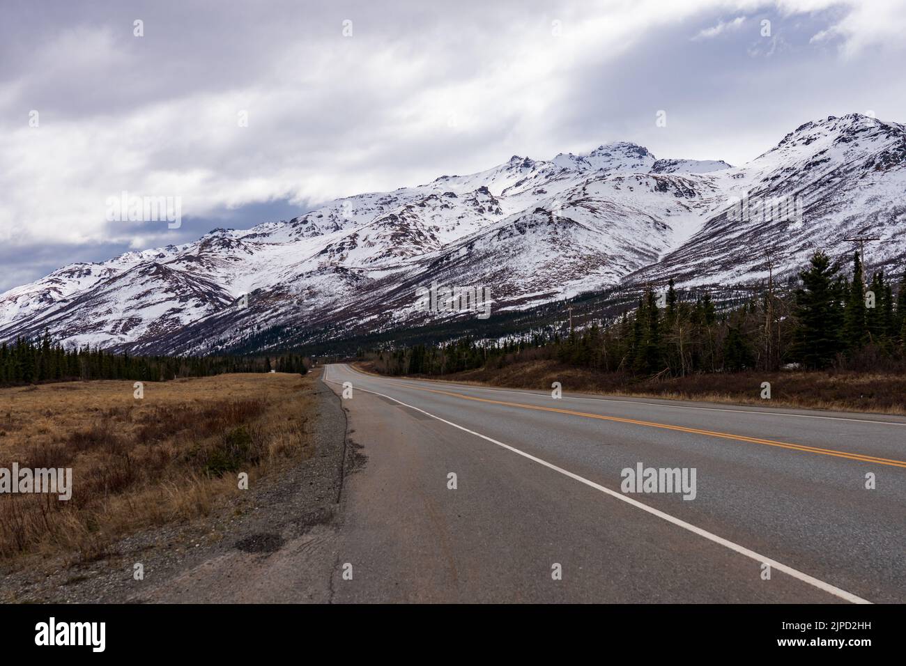 Strada per Denali National Park in Alaska Foto Stock