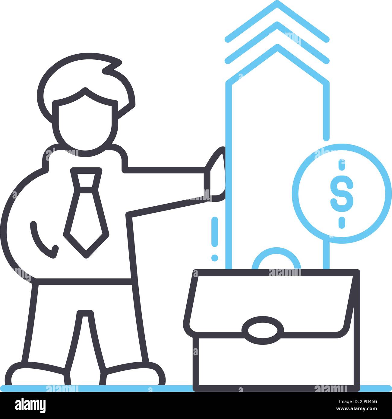 icona della linea di gestione patrimoniale, simbolo di contorno, illustrazione vettoriale, segnale concettuale Illustrazione Vettoriale