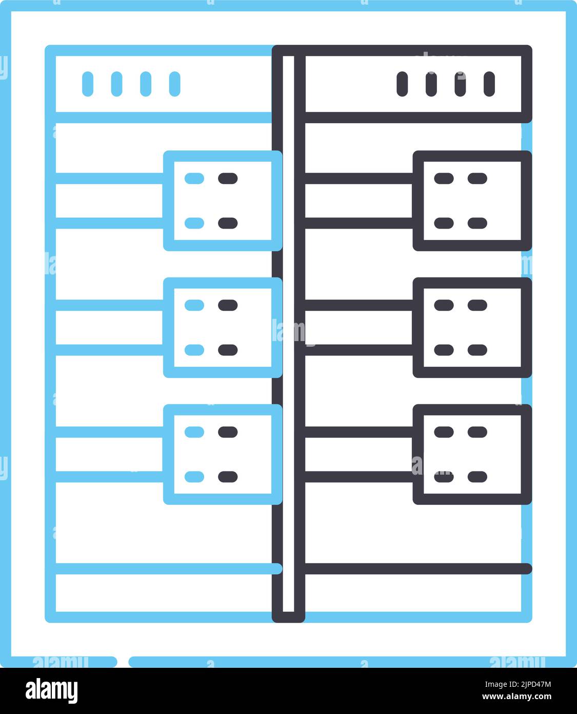 icona della riga del server del computer mainframe, simbolo di contorno, illustrazione vettoriale, simbolo del concetto Illustrazione Vettoriale