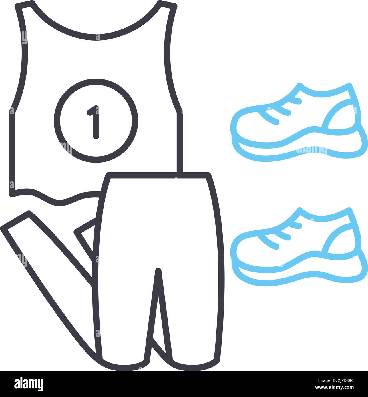 icona linea sportswear, simbolo contorno, illustrazione vettoriale, segnale concettuale Illustrazione Vettoriale