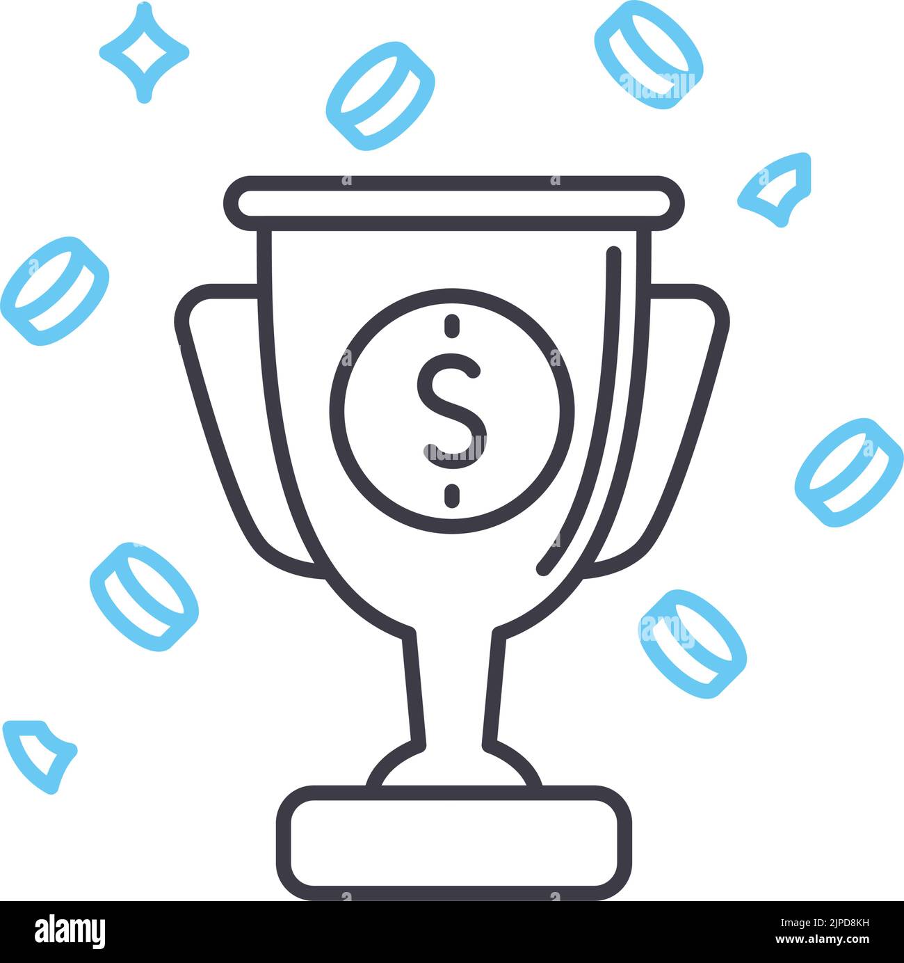 icona della linea money award, simbolo di contorno, illustrazione vettoriale, segnale concettuale Illustrazione Vettoriale