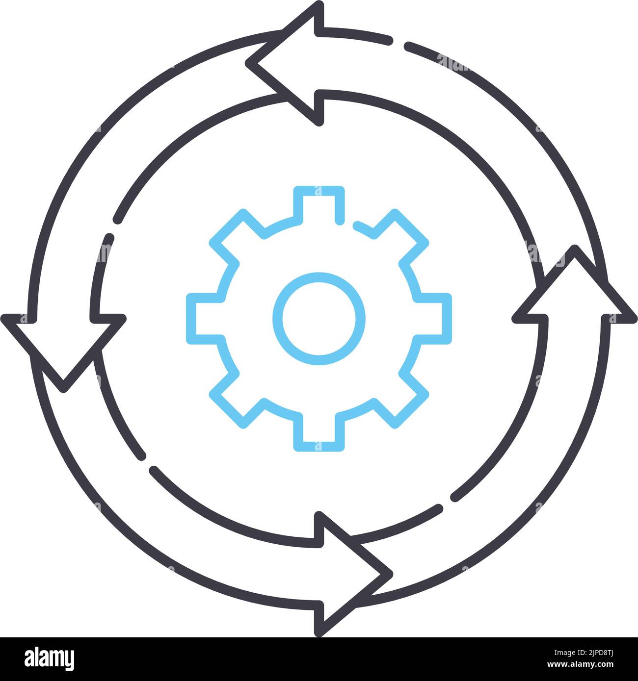 icona della linea del ciclo di iterazione, simbolo di contorno, illustrazione vettoriale, simbolo concettuale Illustrazione Vettoriale