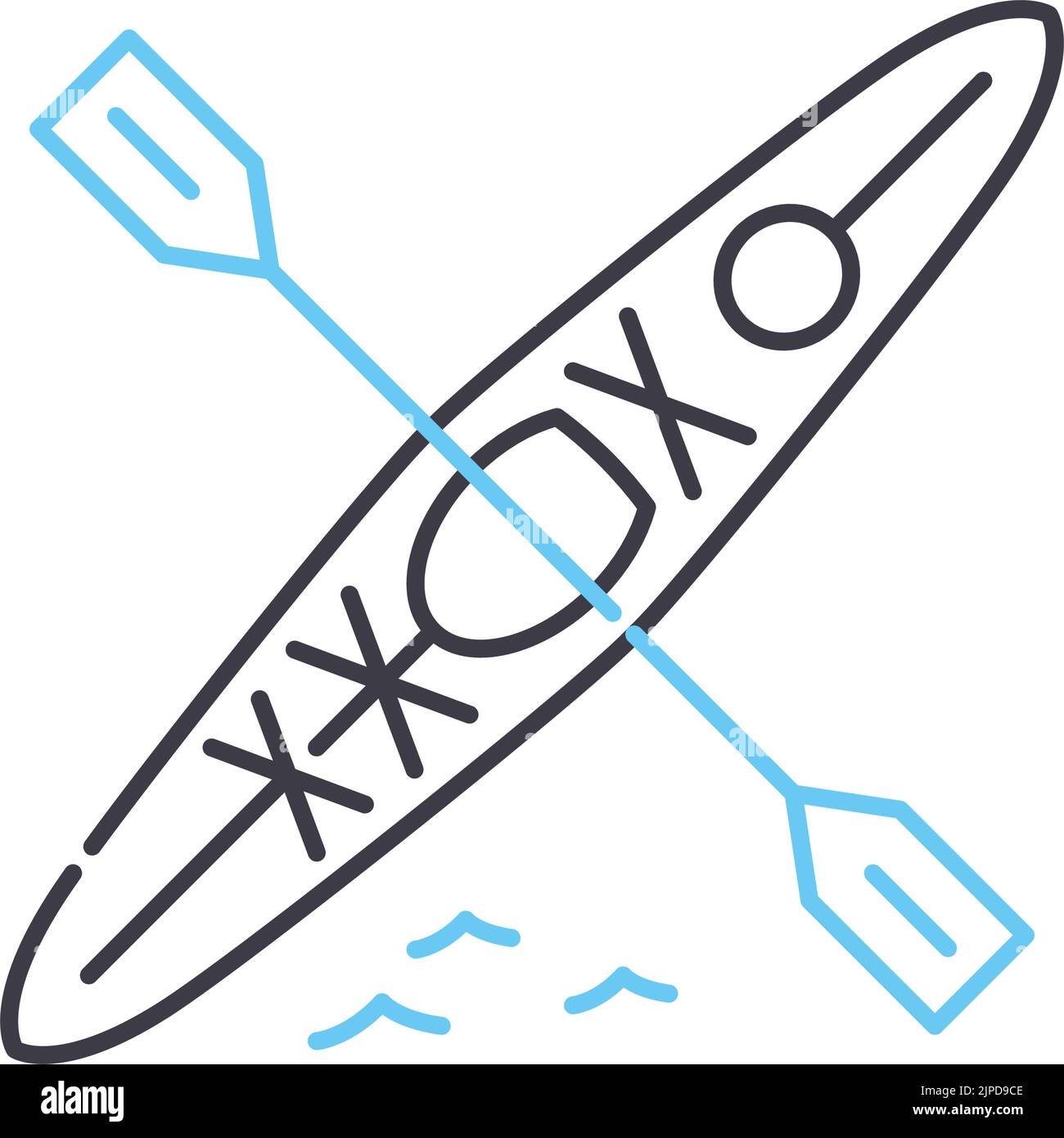 icona della linea del kayak, simbolo del contorno, illustrazione vettoriale, segnale concettuale Illustrazione Vettoriale