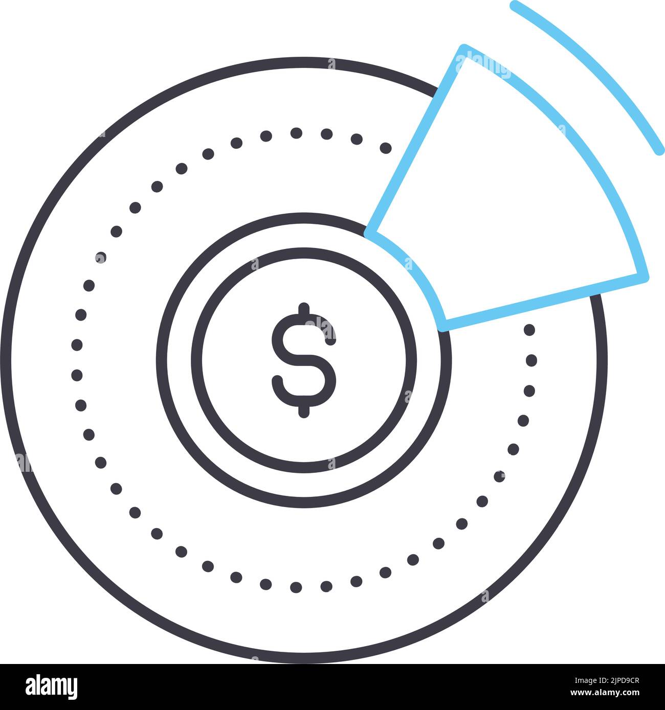 icona della linea di ritorno sugli investimenti, simbolo del contorno, illustrazione vettoriale, simbolo del concetto Illustrazione Vettoriale