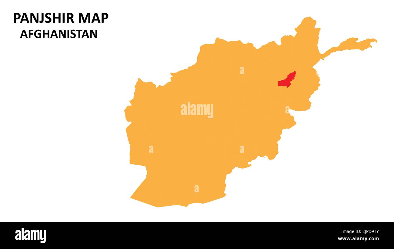 Mappa dello Stato e delle regioni del Panjshir evidenziata sulla mappa dell'Afghanistan. Illustrazione Vettoriale