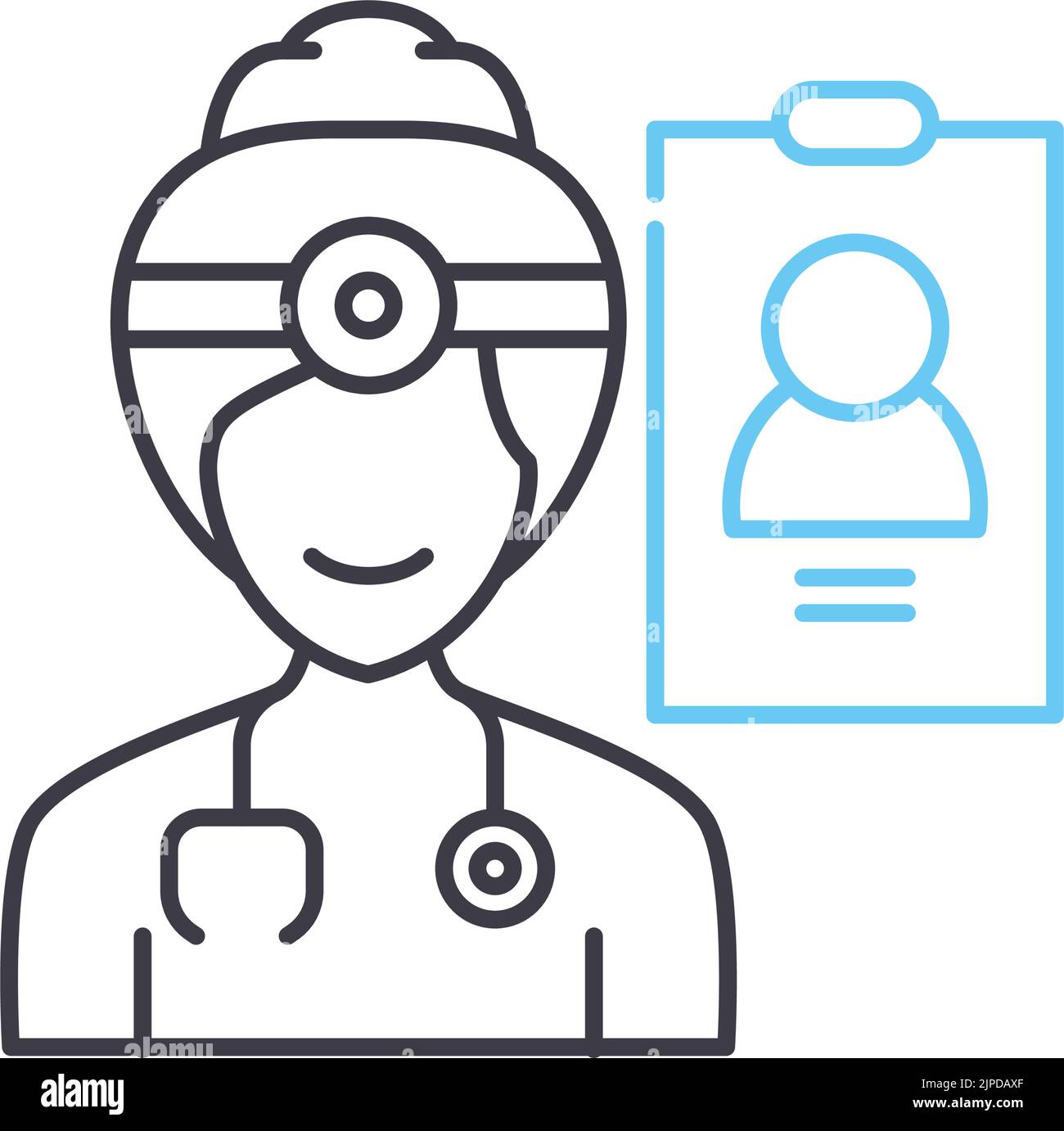 icona della linea del medico, simbolo di contorno, illustrazione vettoriale, segnale concettuale Illustrazione Vettoriale