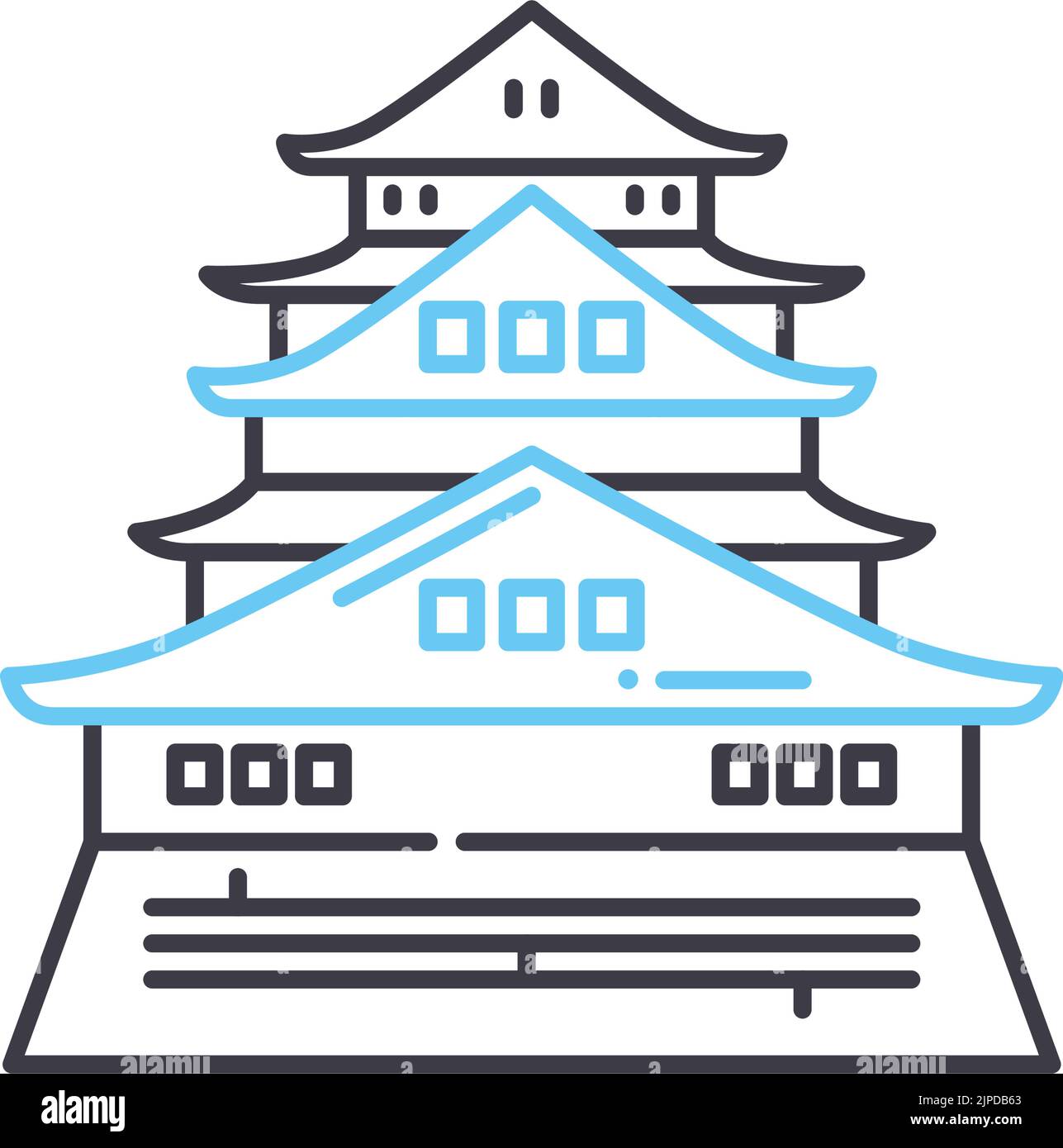 icona della linea del tempio di toji, simbolo del contorno, illustrazione vettoriale, segnale concettuale Illustrazione Vettoriale