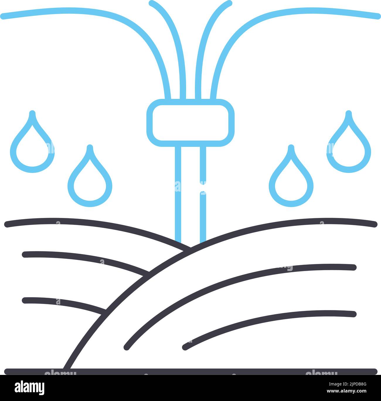 icona della linea di irrigazione, simbolo del contorno, illustrazione vettoriale, simbolo del concetto Illustrazione Vettoriale