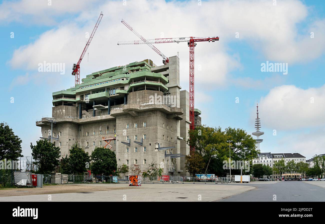 sankt pauli, flakturm iv, hansestadt hamburg, militärischer bunker, feldstraße, flakbunker Foto Stock