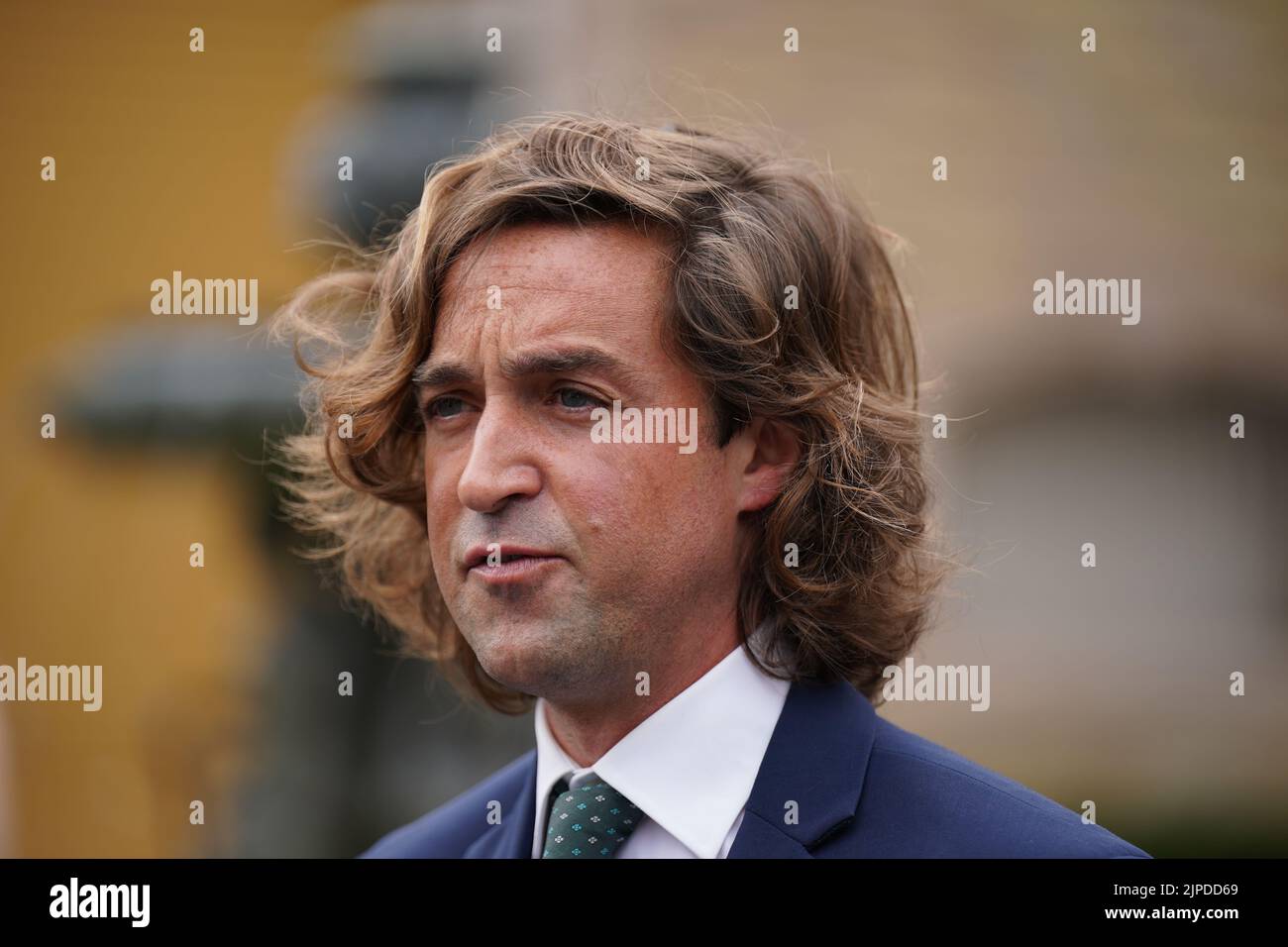 Matthew Robinson, Presidente del Partito conservatore in Irlanda del Nord, dopo l'evento di marchette al Culloden Hotel di Belfast, come parte della campagna per essere leader del Partito conservatore e il prossimo primo ministro. Data immagine: Mercoledì 17 agosto 2022. Foto Stock