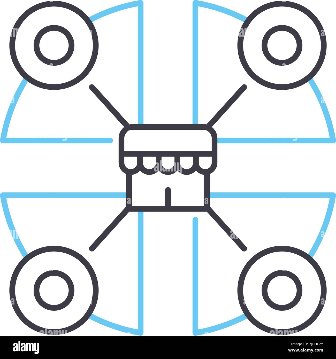 icona della linea di segmentazione del mercato, simbolo di contorno, illustrazione vettoriale, segnale concettuale Illustrazione Vettoriale