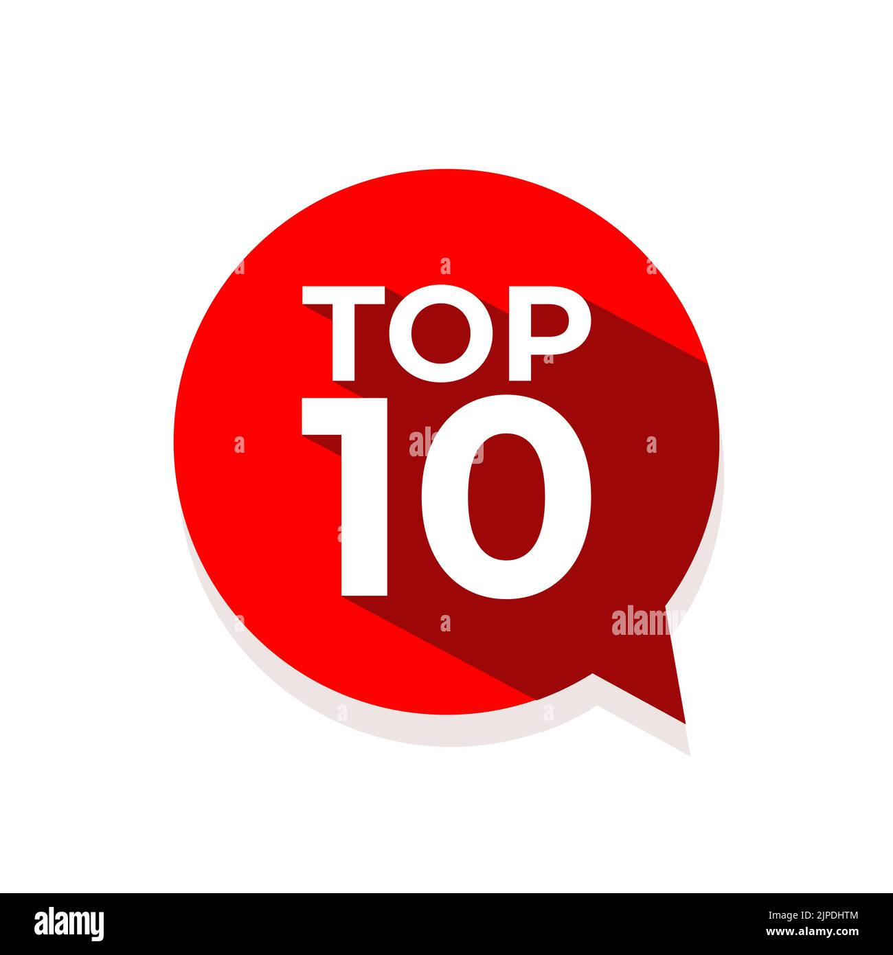 Top 10 parola sulla bolla del discorso rosso. Illustrazione Vettoriale
