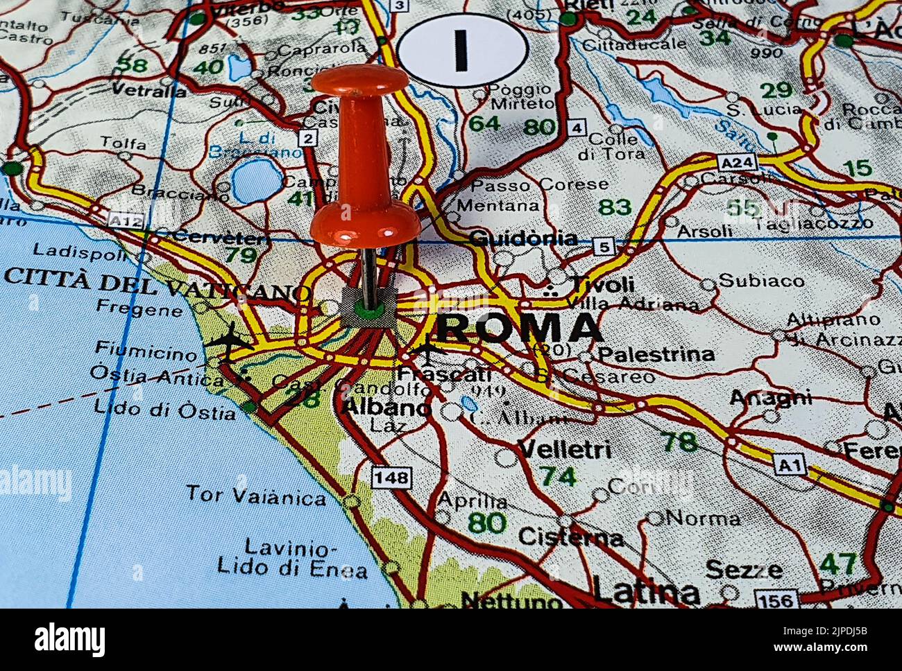 Una posizione sulla mappa della città di Roma in Italia Foto Stock