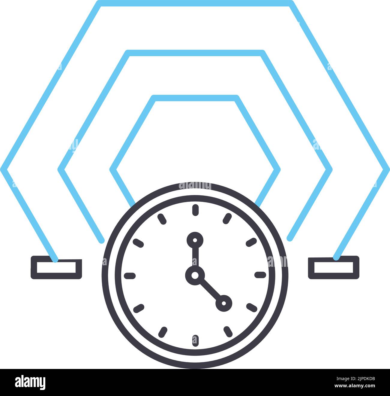 icona della linea di viaggio temporale, simbolo di contorno, illustrazione vettoriale, segnale concettuale Illustrazione Vettoriale