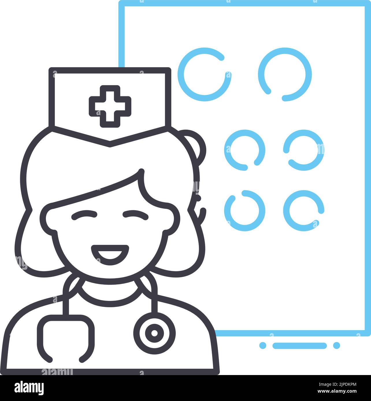 icona della linea oftalmologica, simbolo di contorno, illustrazione vettoriale, simbolo concettuale Illustrazione Vettoriale