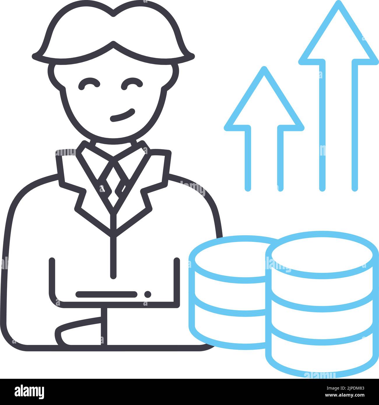icona della linea di capitalizzazione del mercato, simbolo di contorno, illustrazione vettoriale, simbolo concettuale Illustrazione Vettoriale