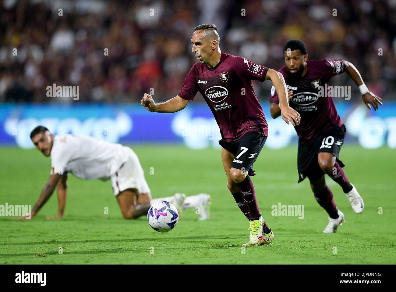 Franck Ribery di US Salernitana 1919 durante la Serie Un incontro tra US Salernitana 1919 e Roma allo Stadio Arechi di Salerno, Italia, il 14 agosto 2022. Foto di Giuseppe Maffia. Foto Stock