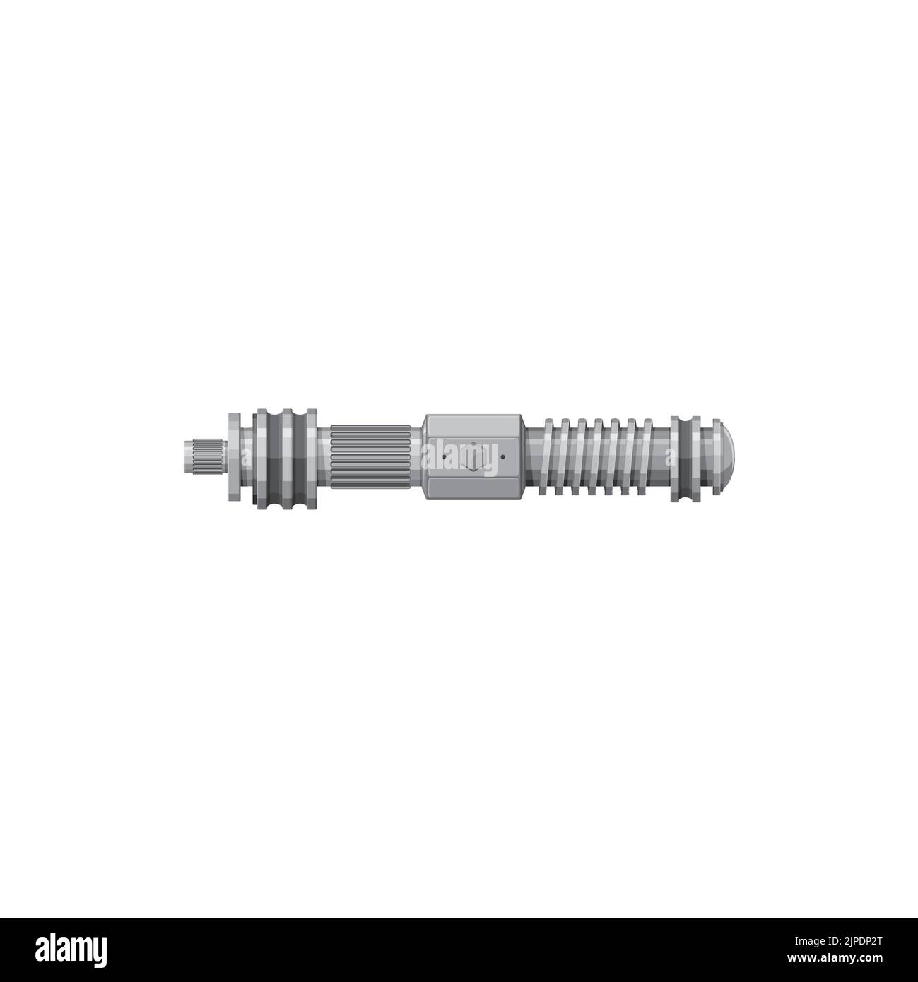 Albero di trasmissione o albero di entrata isolato auto dettaglio icona realistica. Coppia di trasmissione meccanica vettoriale e elemento di rotazione per collegare i componenti della trasmissione. Albero di trasmissione albero di uscita posteriore dettaglio della vettura Illustrazione Vettoriale