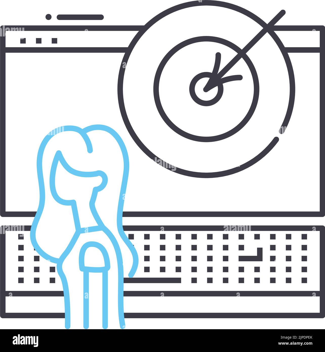 icona della linea di tracciamento delle prestazioni, simbolo di contorno, illustrazione vettoriale, segnale concettuale Illustrazione Vettoriale