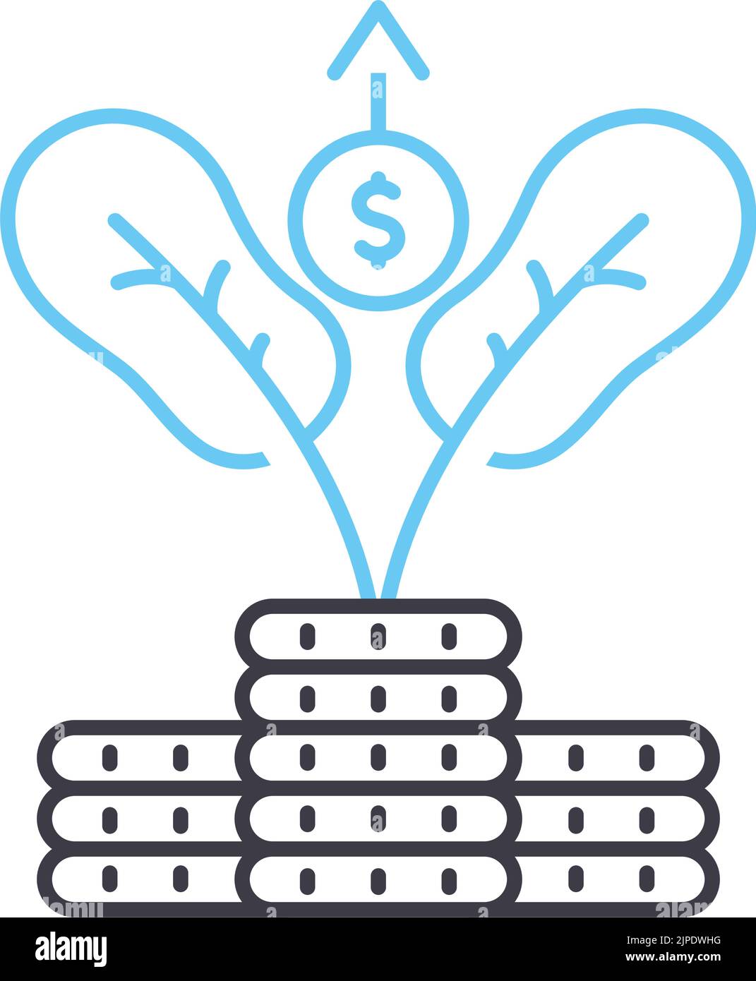 restituire un'icona della linea di investimento, un simbolo di contorno, un'illustrazione vettoriale, un cartello concettuale Illustrazione Vettoriale