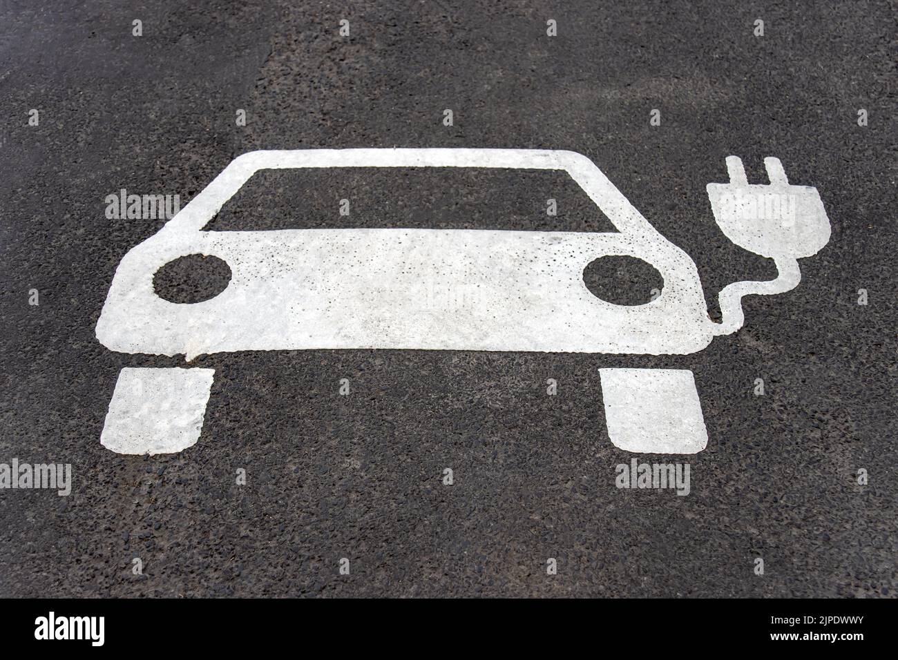 pittogramma, auto elettrica, punto di ricarica, e-mobilität, pittogrammi, auto elettriche Foto Stock