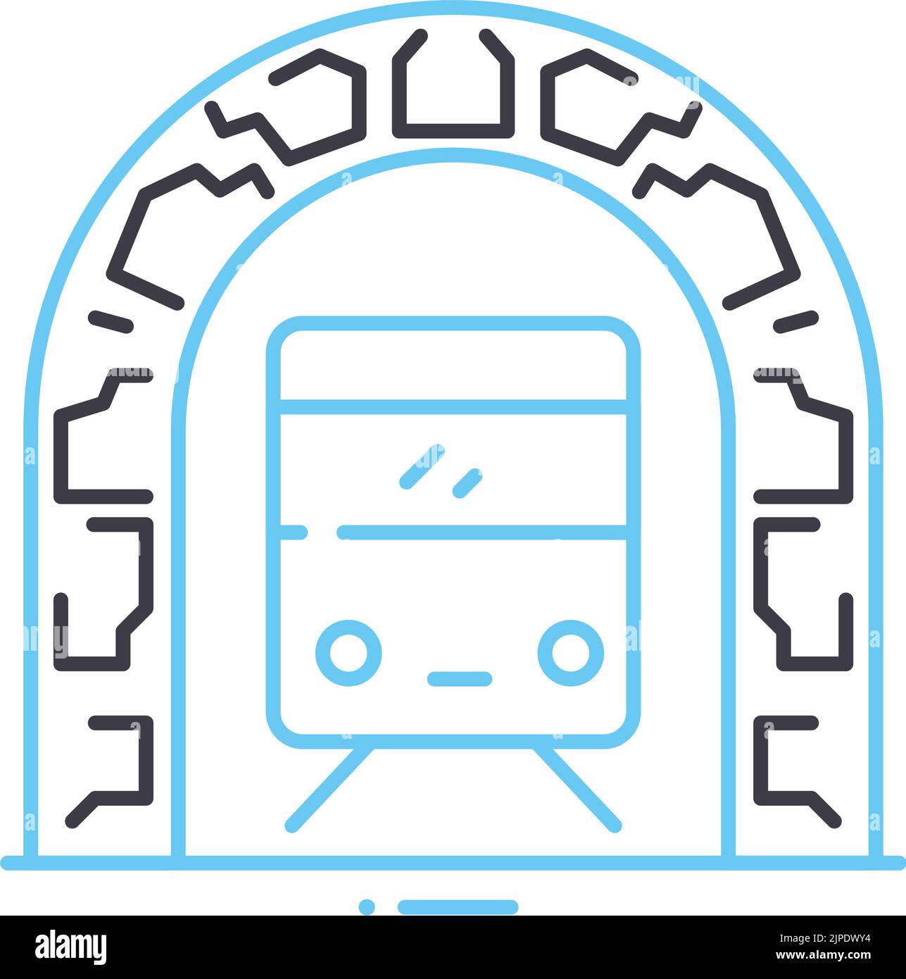 icona della linea ferroviaria, simbolo del contorno, illustrazione vettoriale, segnale concettuale Illustrazione Vettoriale
