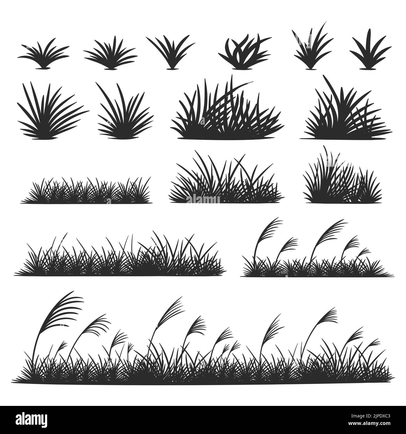 Illustrazione vettoriale della collezione di silhouette in erba Illustrazione Vettoriale