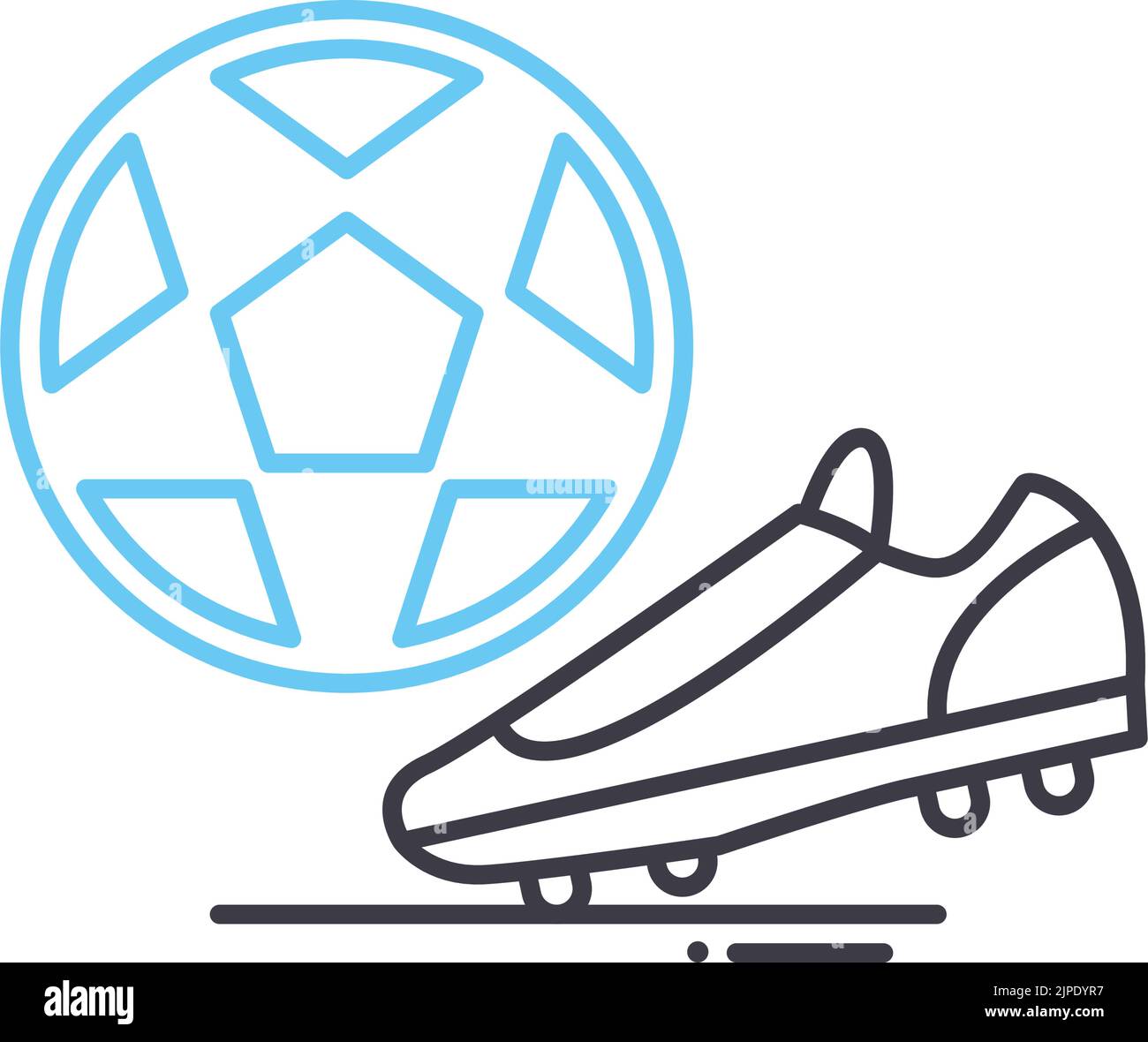 icona della linea di calcio, simbolo del contorno, illustrazione vettoriale, segnale concettuale Illustrazione Vettoriale