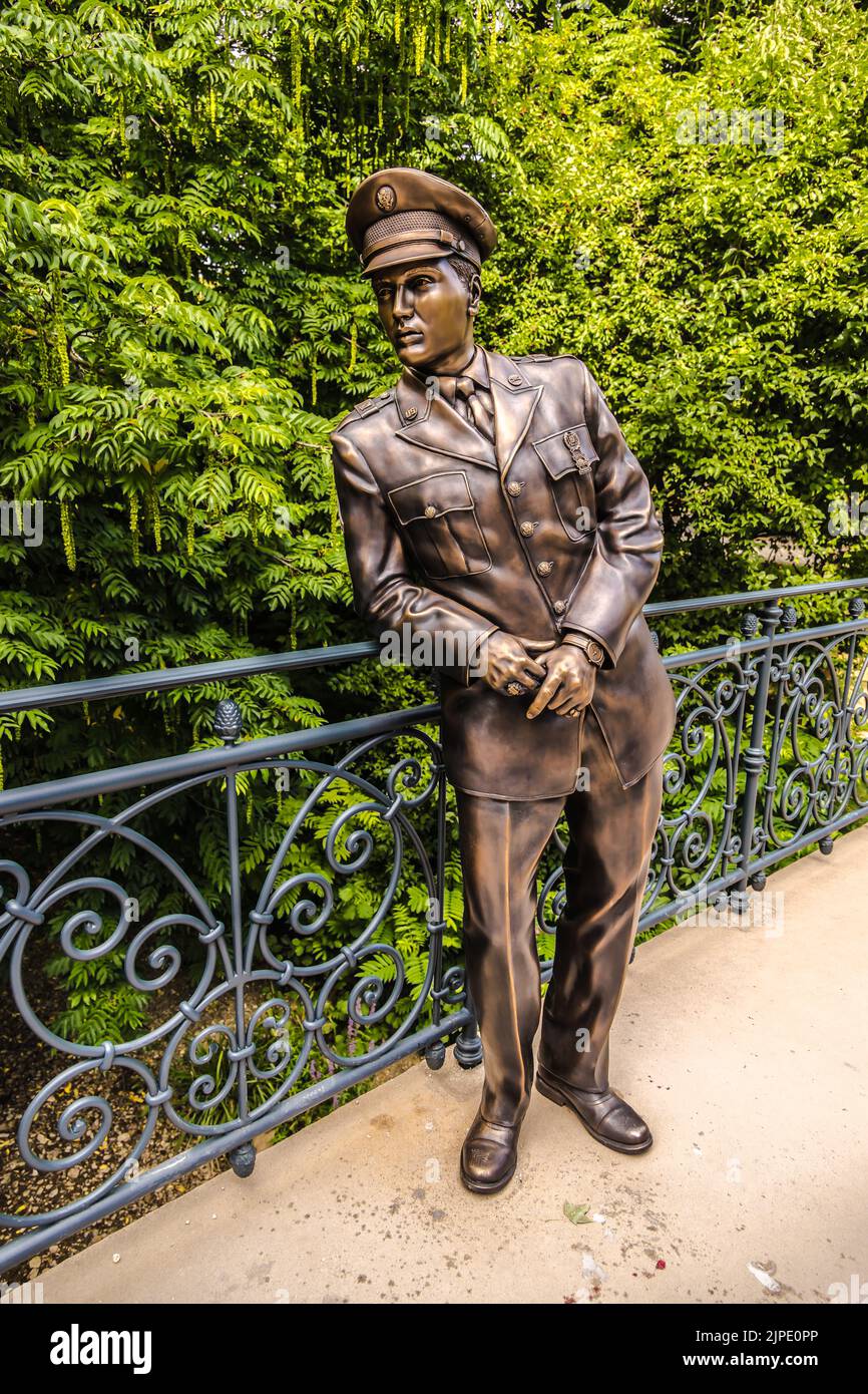 statua in bronzo, elvis presley, statue Foto Stock