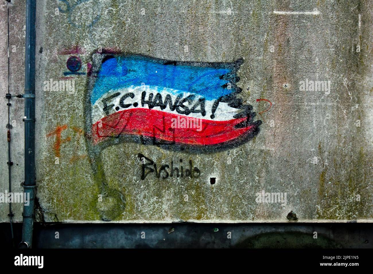 bandiera, graffiti, hansa rostock, bushido, bandiere, graffite Foto Stock