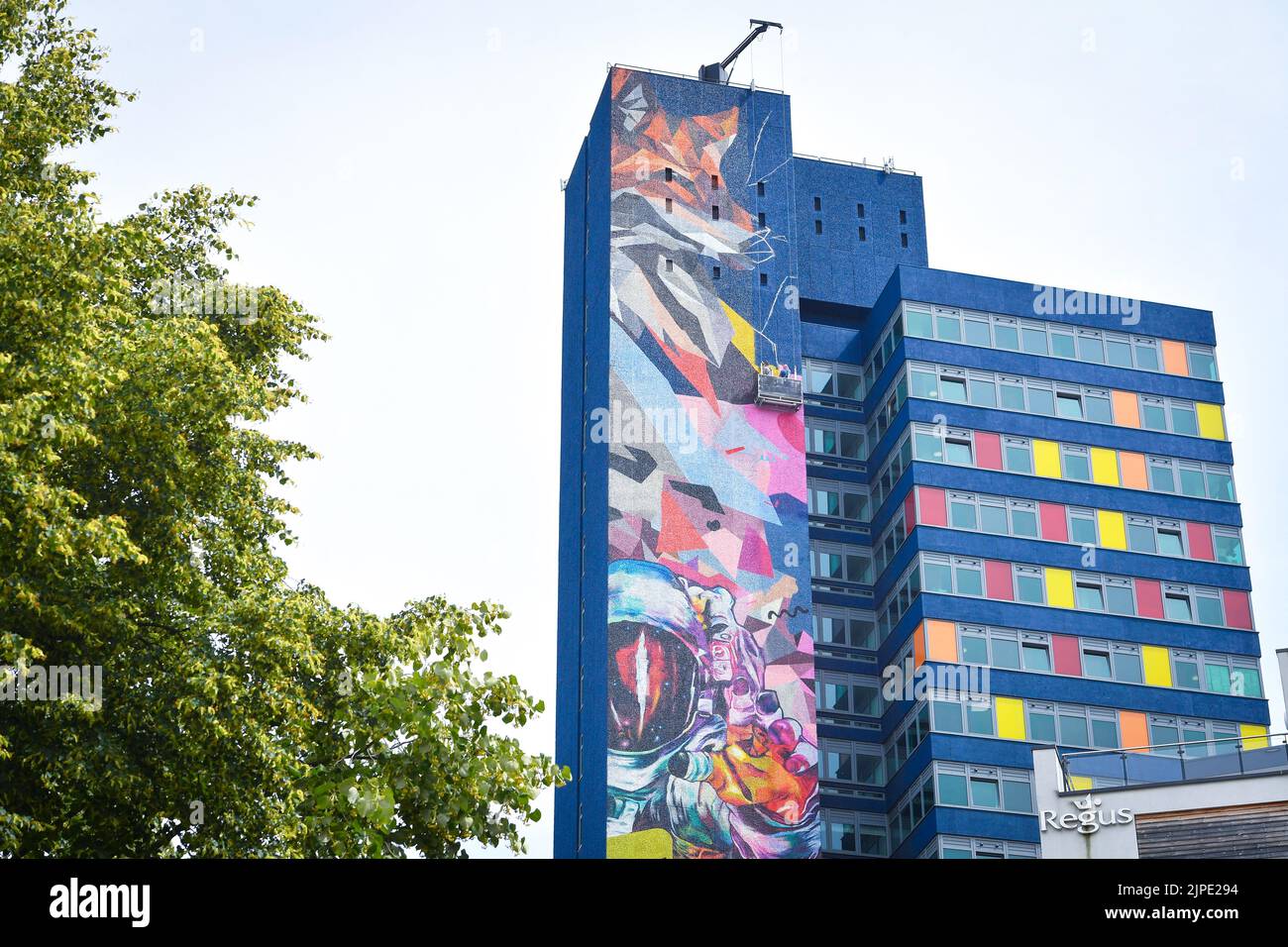 St George's Tower nel centro di Leicester, sede del pezzo di Street art più alto d'Europa Foto Stock