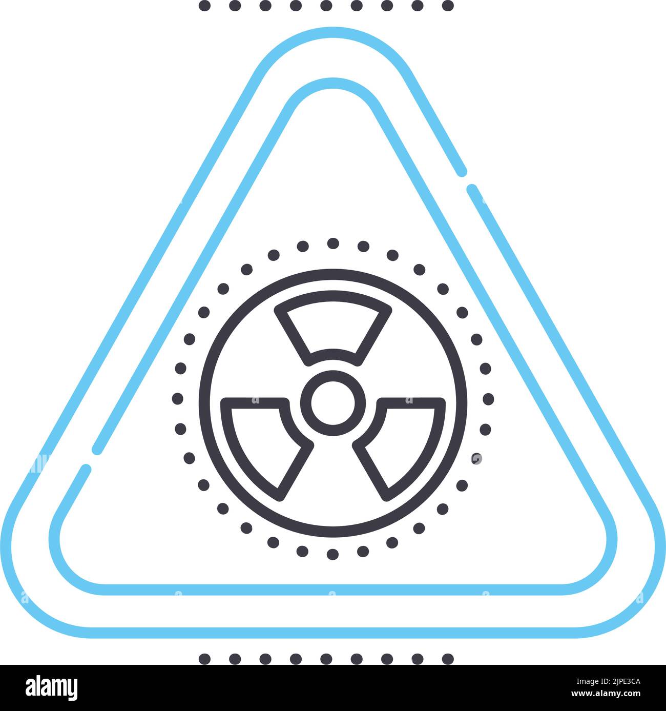 icona della linea dell'etichetta nucleare, simbolo di contorno, illustrazione vettoriale, segnale concettuale Illustrazione Vettoriale